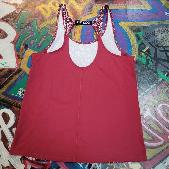 Under Armour pink animal print active tank top - racerback, mesh side panels, M - Picture 6 of 8